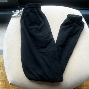 Black Cotton Drawstring Cuffed Sweatpants (Size S)